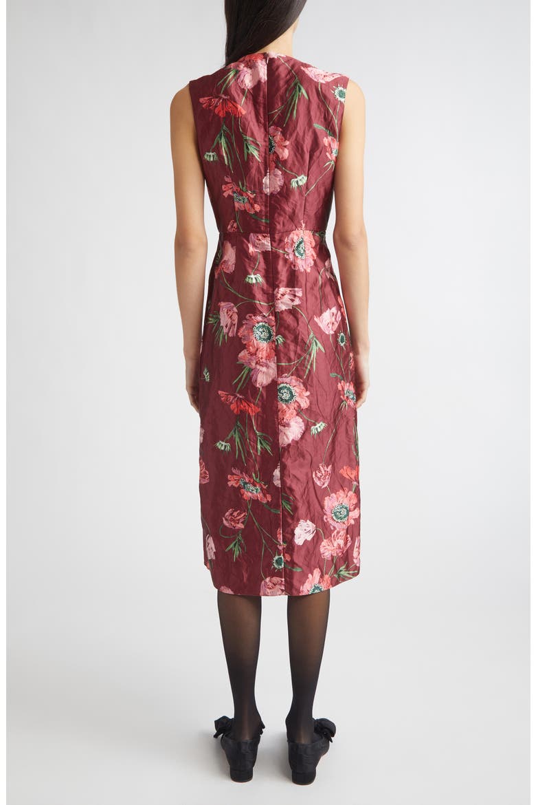 Floral Textured Satin Midi Dress, Alternate, color, BELLE EPOQUE POPPY RUBY RED