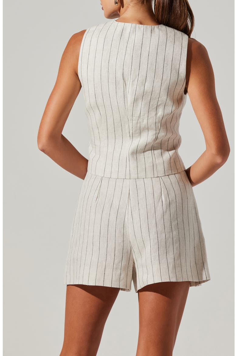 Kaiko Pinstripe Linen Vest, Alternate, color, NATURAL BLACK STRIPE