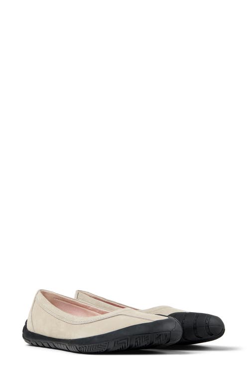 Camper Leather Ballet Flats In Gray