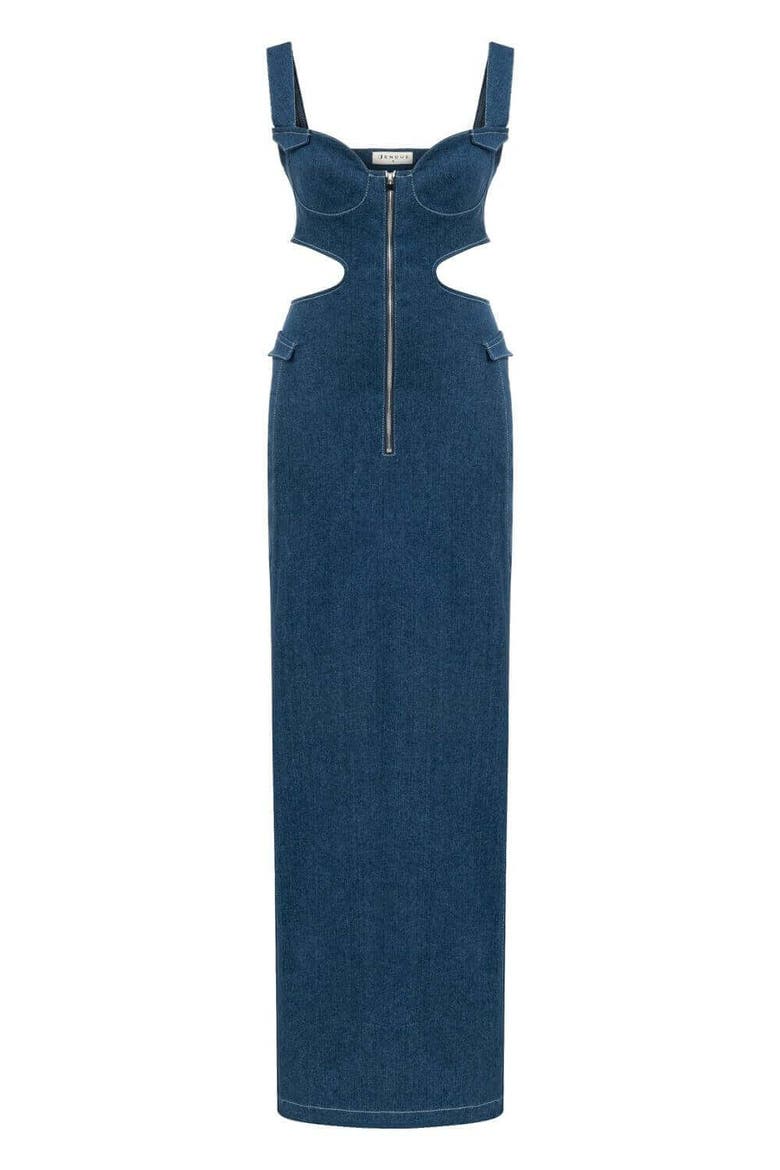 Sosa Denim Maxi Dress - Stylish Cutout Jean Dress, Alternate, color, Blue