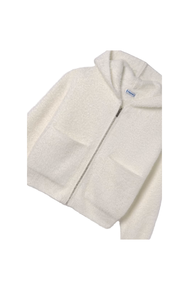 Mayoral Knit Zip Hoodie, Alternate, color, Ivory