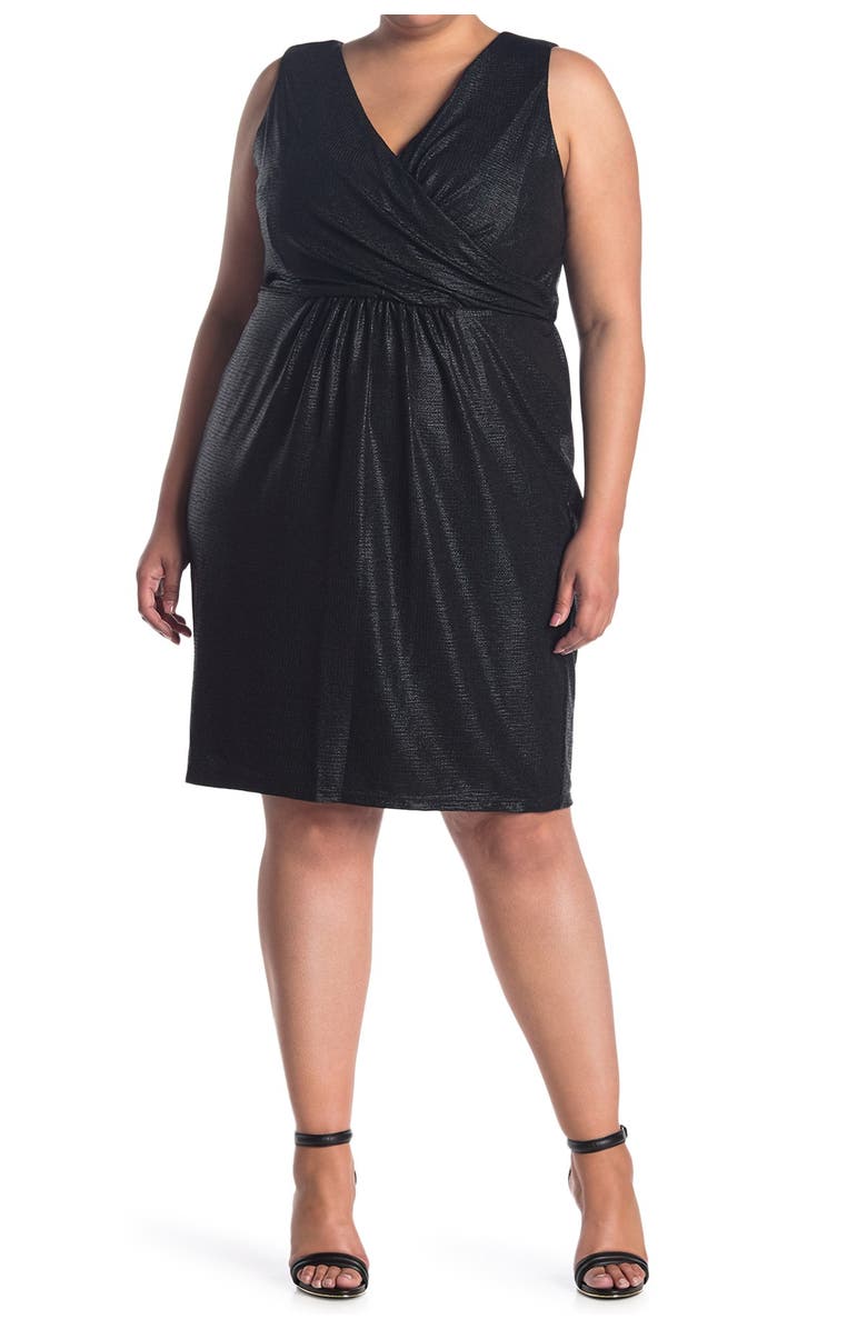 Donna Ricco Surplice Sleeveless Metallic Dress, Main, color, 