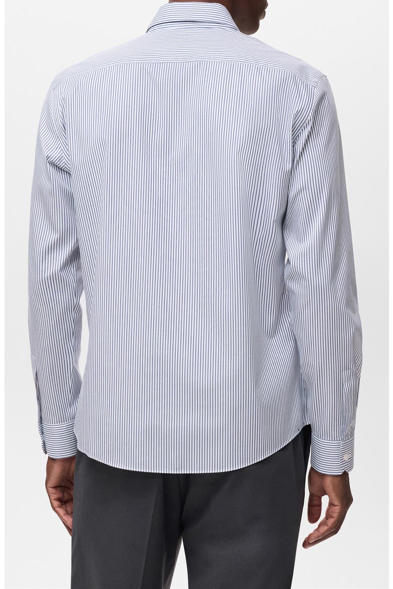 Regular Fit Stripe Stretch Cotton Blend Button-Up Shirt, Alternate, color, NAVY