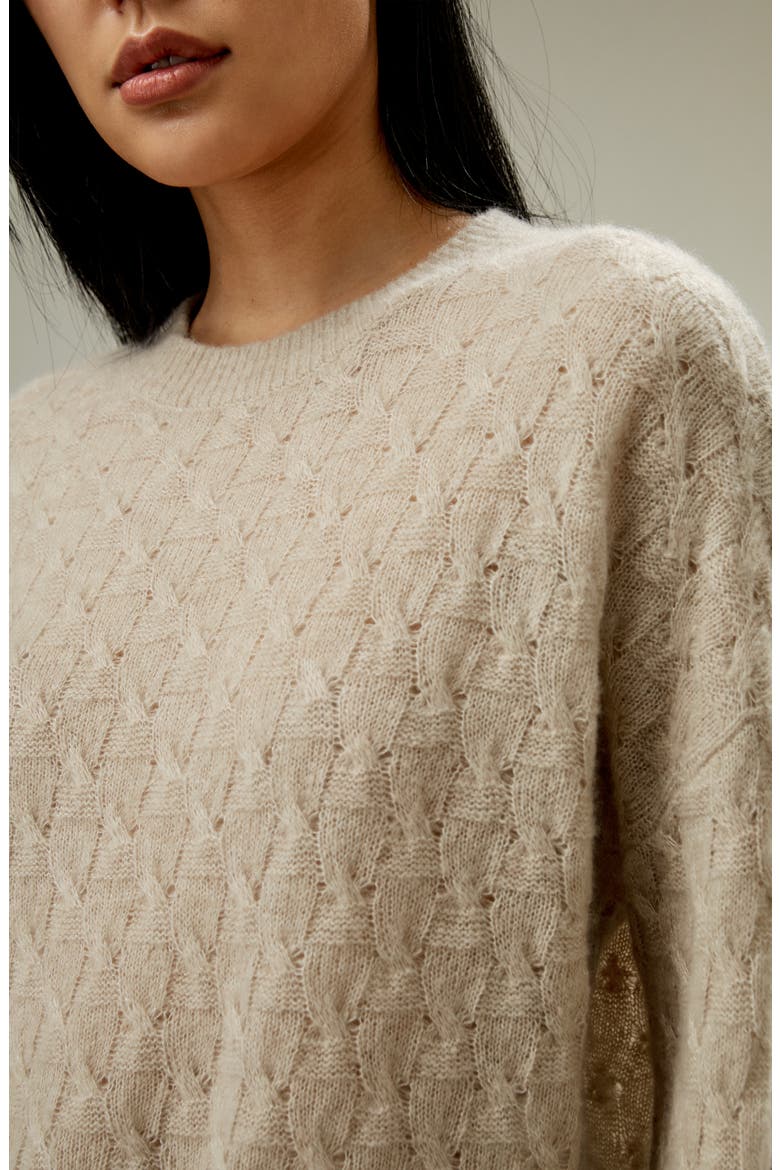 Women's Silk-Cashmere Blend Sweater, Alternate, color, Beige