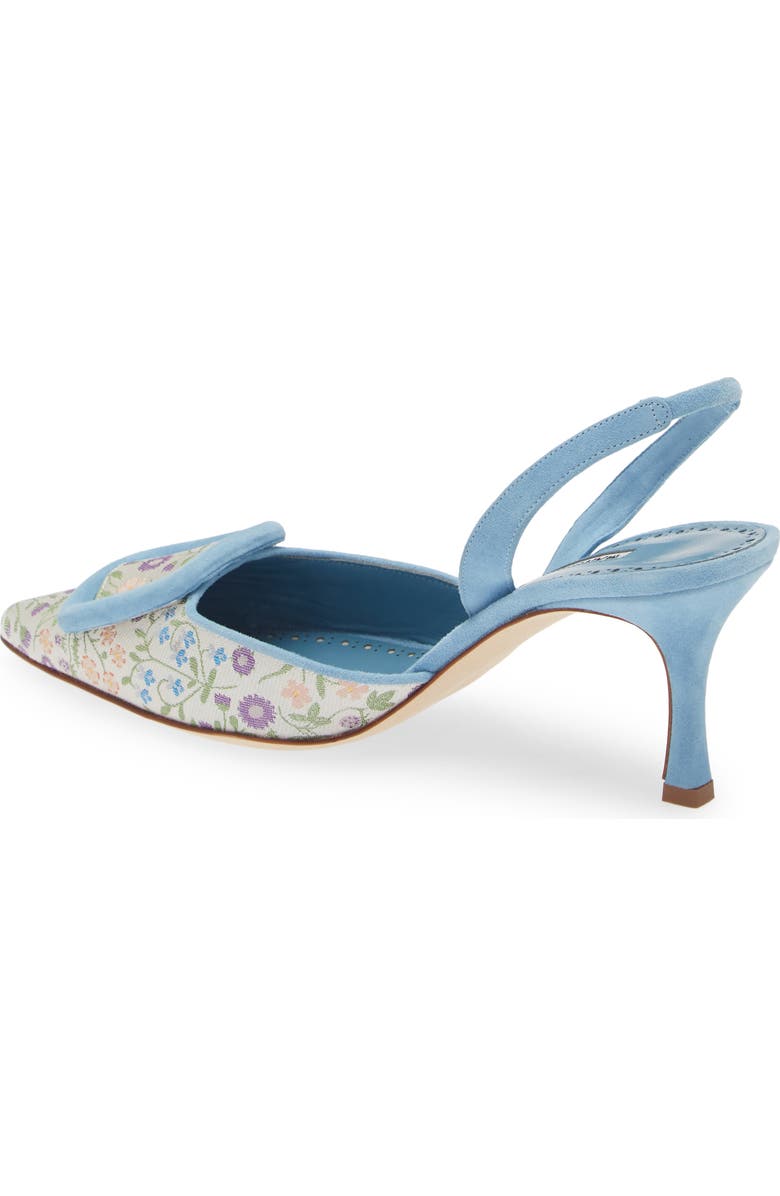 Manolo Blahnik Mayslibi Floral Pointed Toe Slingback Pump, Alternate, color, Blue Multi