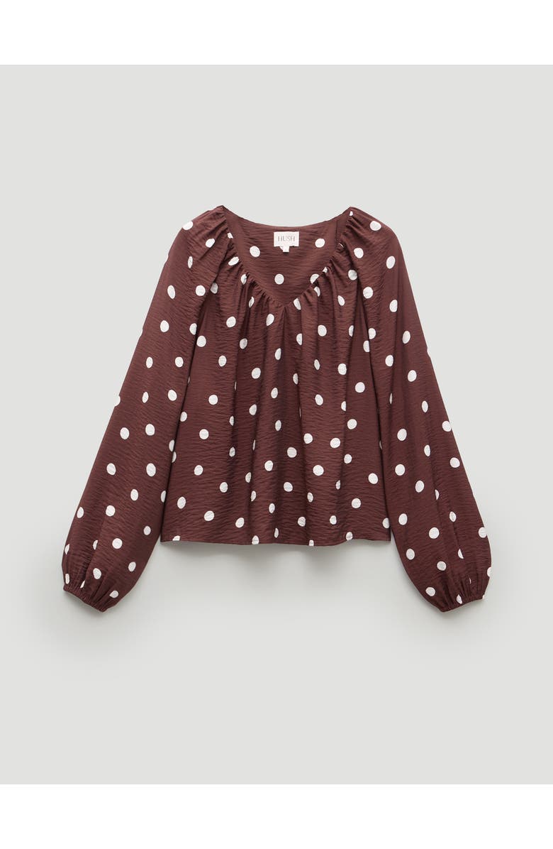 Hush Printed Airflow V Neck Blouse, Alternate, color, Polka Dot Brown
