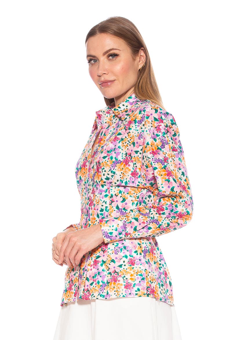 Calliope Fitted Long Sleeve Button-Up Shirt, Alternate, color, WHITE/ PURPLE FLORAL MULTI