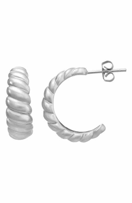 CANDELA JEWELRY Sterling Silver Textured Hoop Earrings