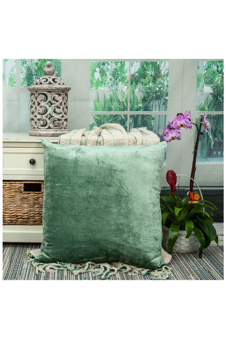 Square Transitional Throw Pillow, Alternate, color, GREEN