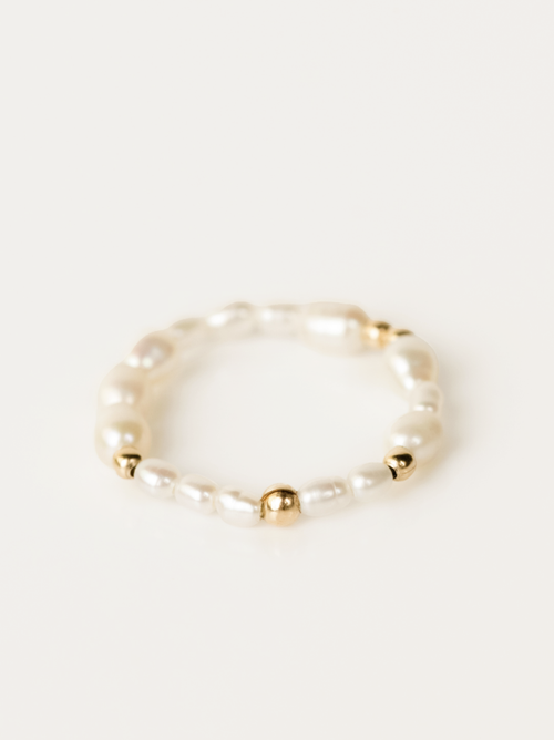 Able Pearl Beaded Ring In Goldilled/pearl