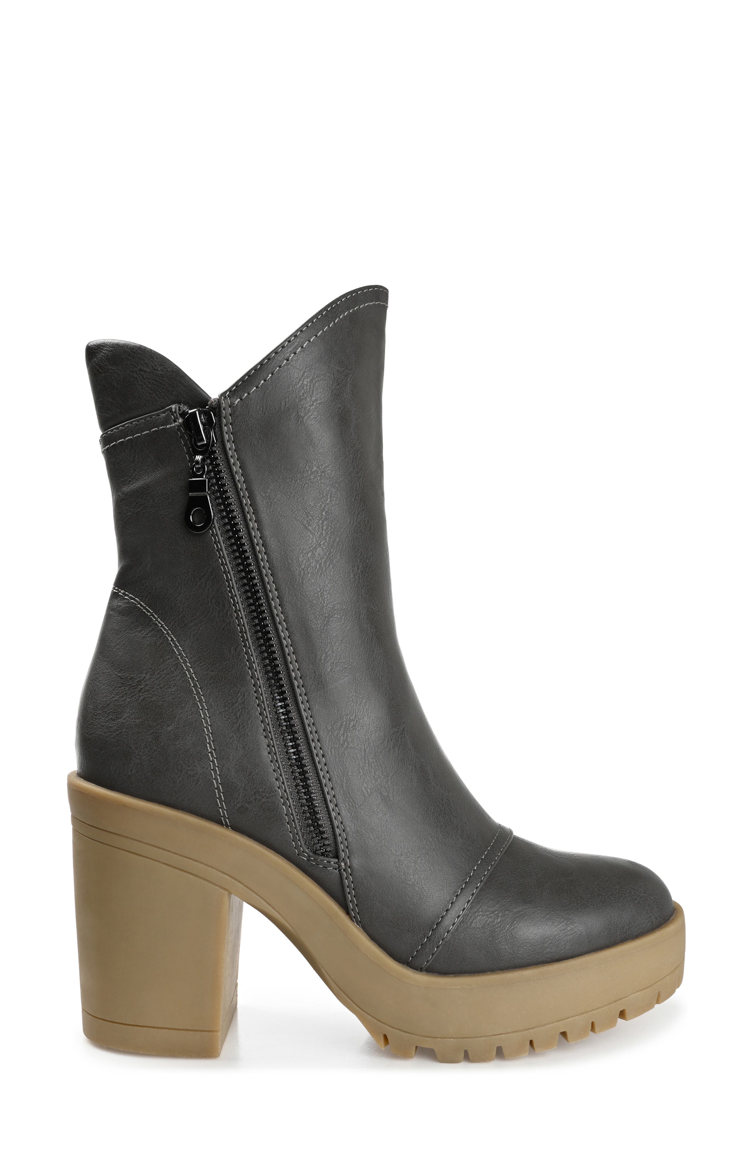 Journee Collection Jaquie Lug Sole Bootie, Alternate, color, Grey