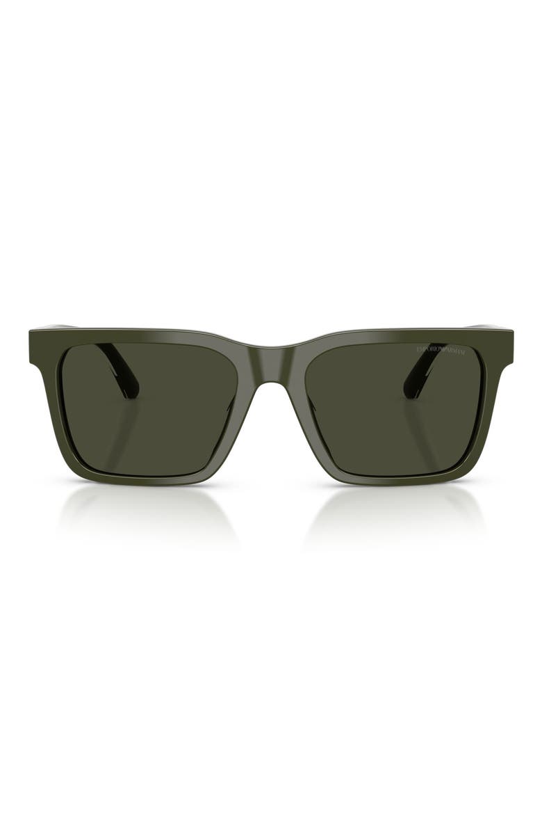 57mm Square Sunglasses, Main, color, SHINY GREEN / GREEN