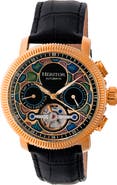 Heritor Automatic Aura Men's Semi-Skeleton Leather-Band Watch