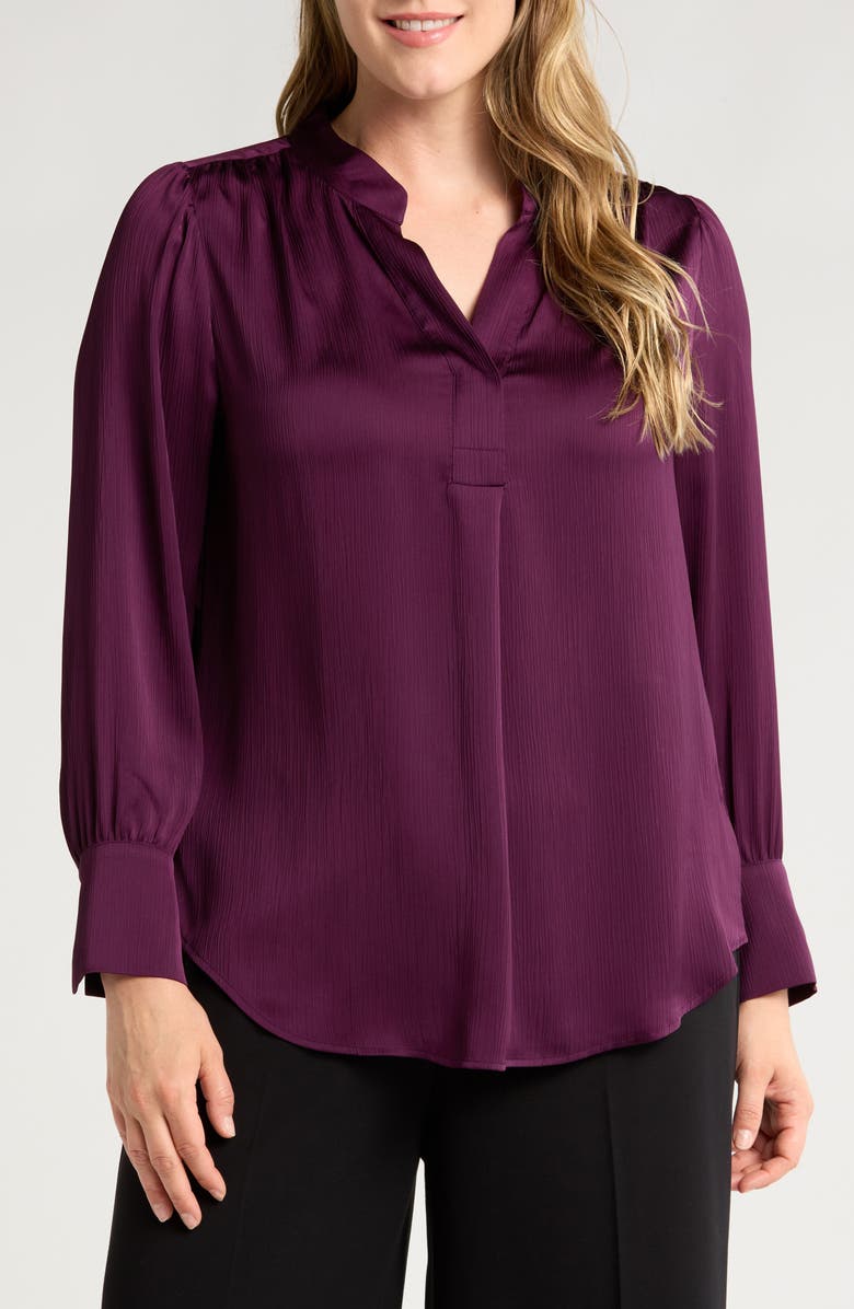 Anne Klein Split Neck Textured Woven Tunic Top, Main, color, 