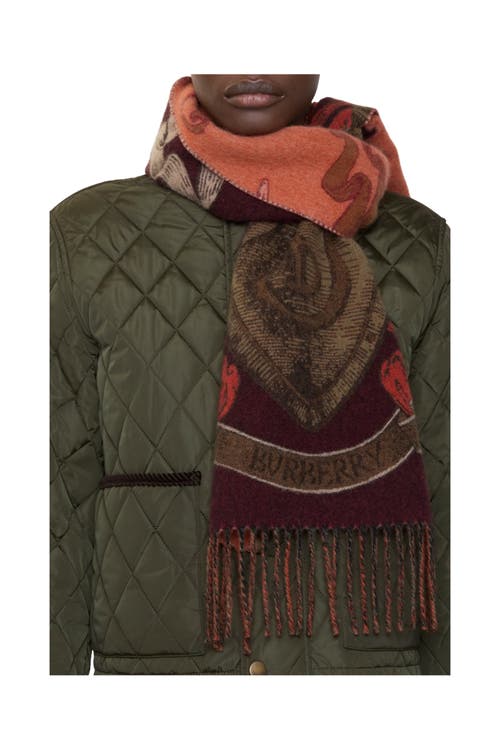 Burberry Etched Knight Cashmere Scarf In Multi