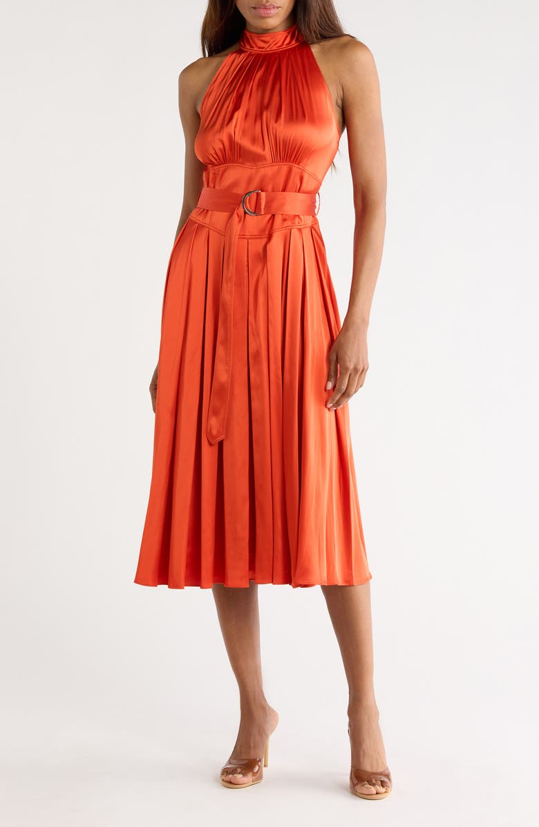 Diane von Furstenberg Nicola Sleeveless Belted Midi Dress, Main, color, Burnt Ochre