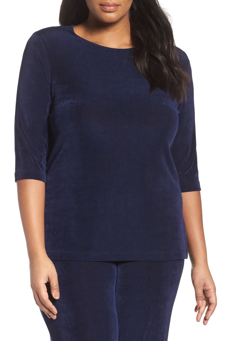 Three Quarter Sleeve Top, Main, color, NAVY