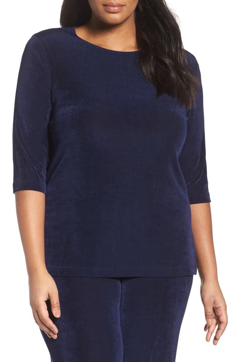 Vikki Vi Three Quarter Sleeve Top, Main, color, Navy