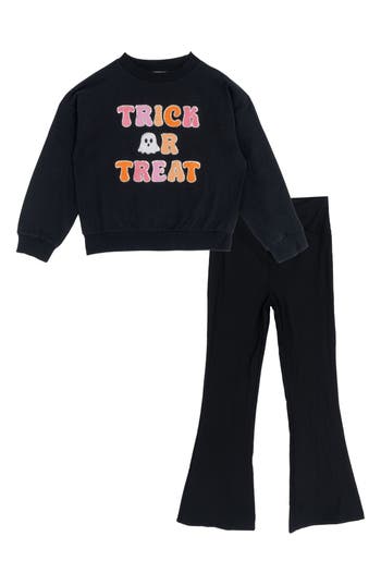 Tween Diva Kids' Halloween Trick Or Treat Sweatshirt & Sweatpants Set In Black