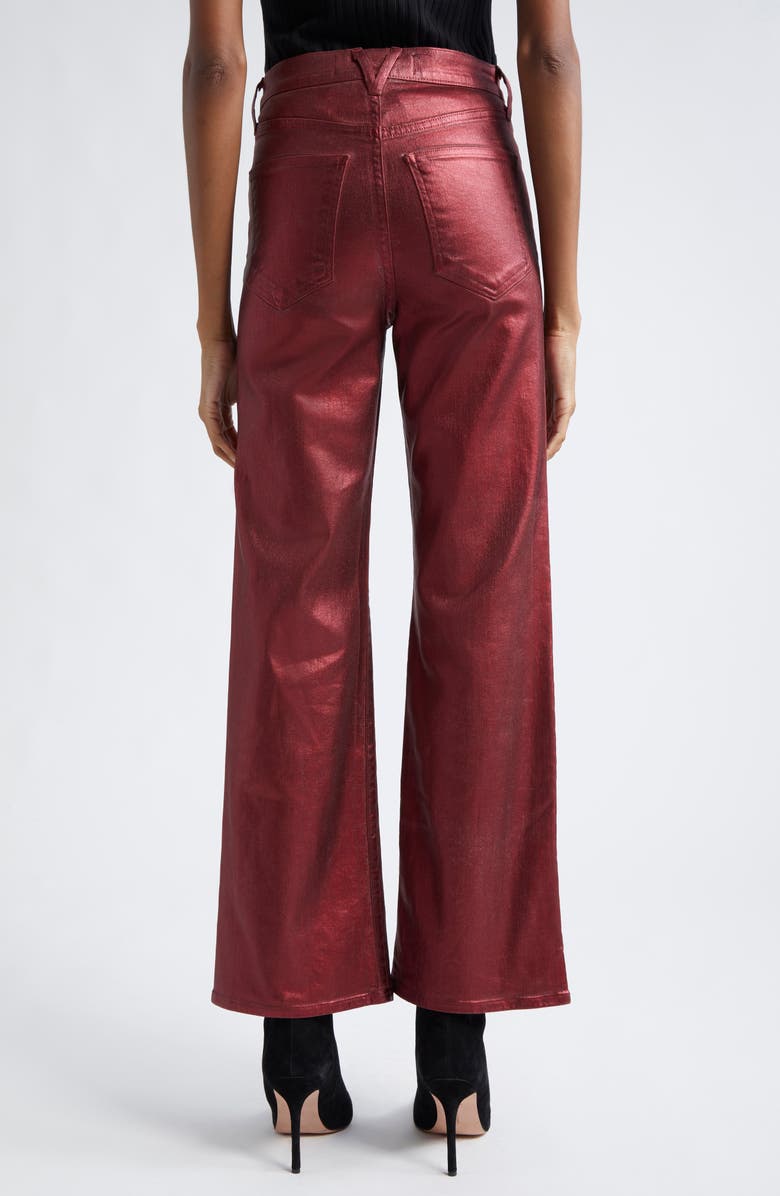 Veronica Beard Crosbie High Waist Wide Leg Metallic Pants, Alternate, color, Burgundy