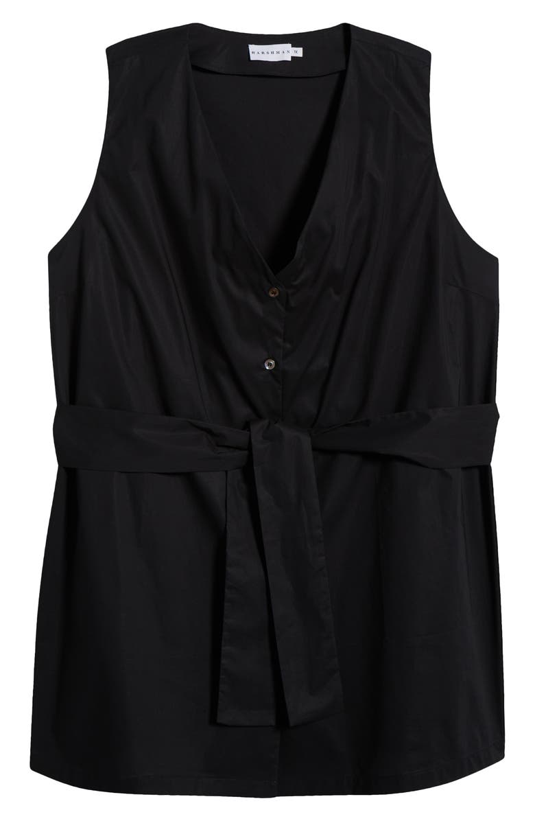 HARSHMAN Reya Tie Waist Sleeveless Poplin Button-Up Top, Alternate, color, Black