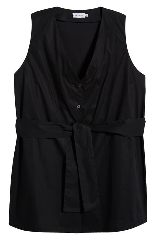 HARSHMAN HARSHMAN REYA TIE WAIST SLEEVELESS POPLIN BUTTON-UP TOP