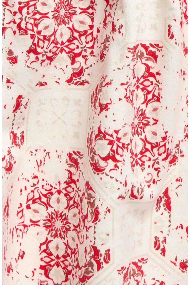 Tile Print Crossover Ruffle Dress, Alternate, color, RED
