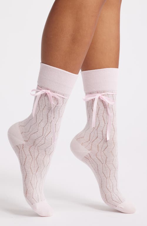 High Heel Jungle Bellabow Satin Robbon Crew Socks In Pink