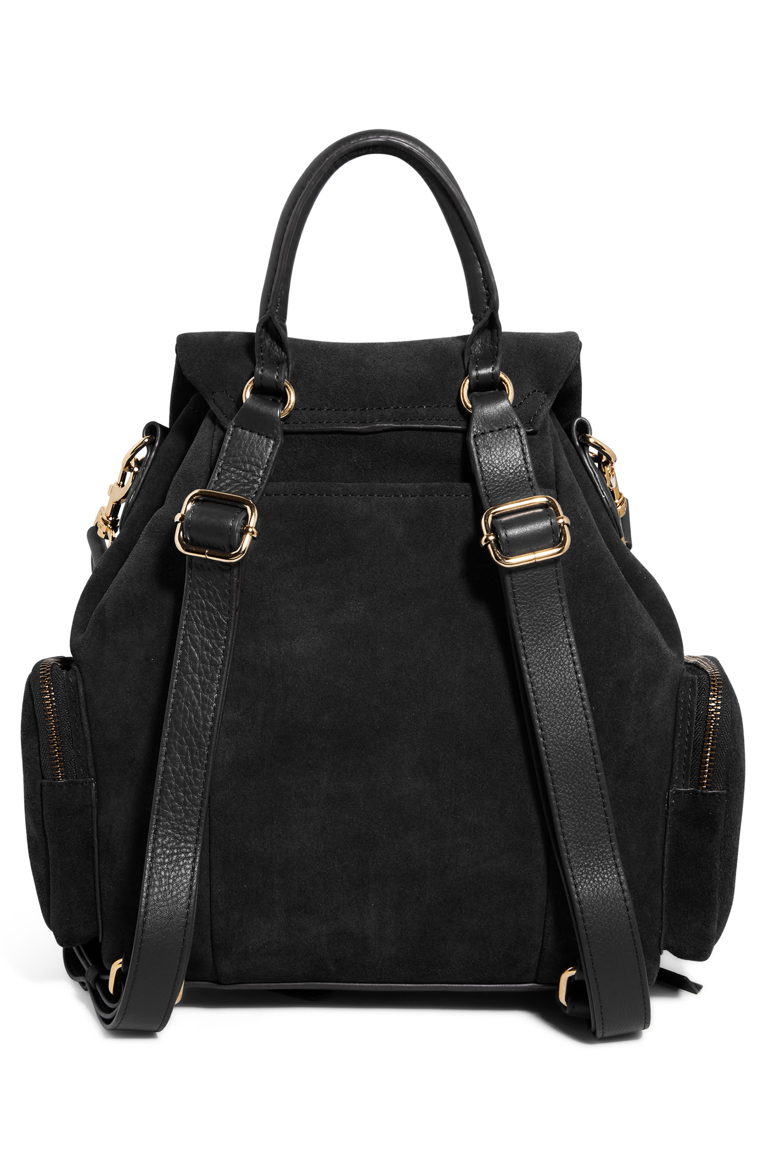 AIMEE Away We Go Backpack, Alternate, color, Black Suede W Nostalgic Gold