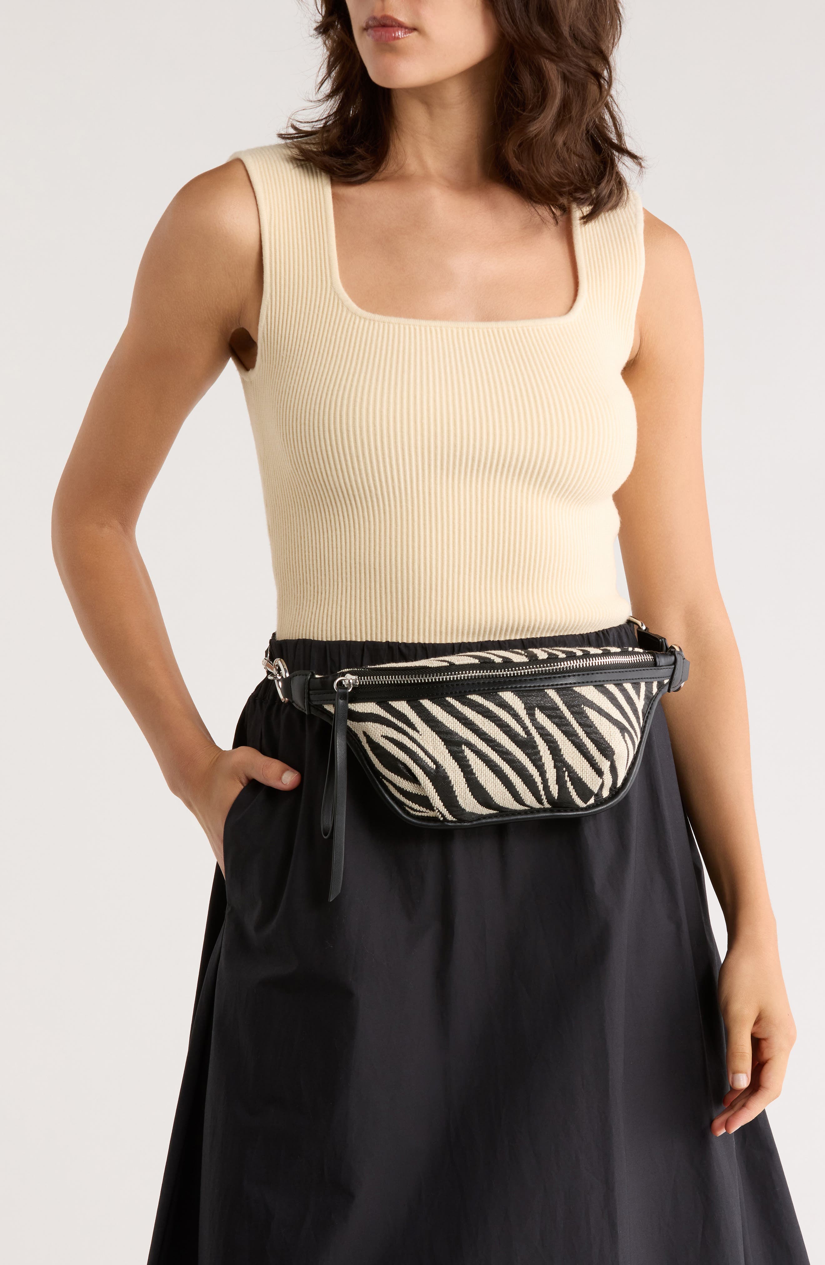 Fabric Belt Bag, Alternate, color, BLACK