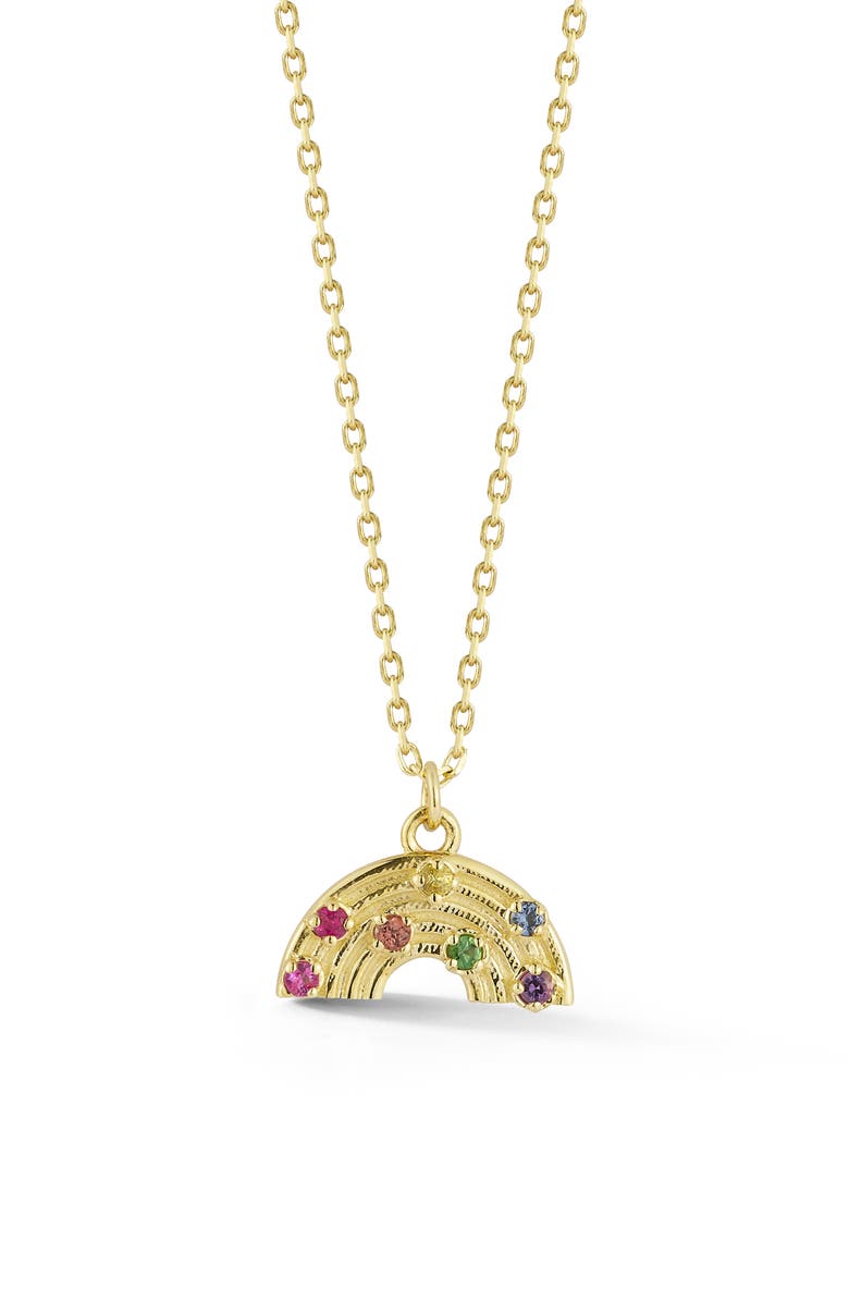 Ember Fine Jewelry Rainbow Semiprecious Stone Pendant Necklace, Main, color, 