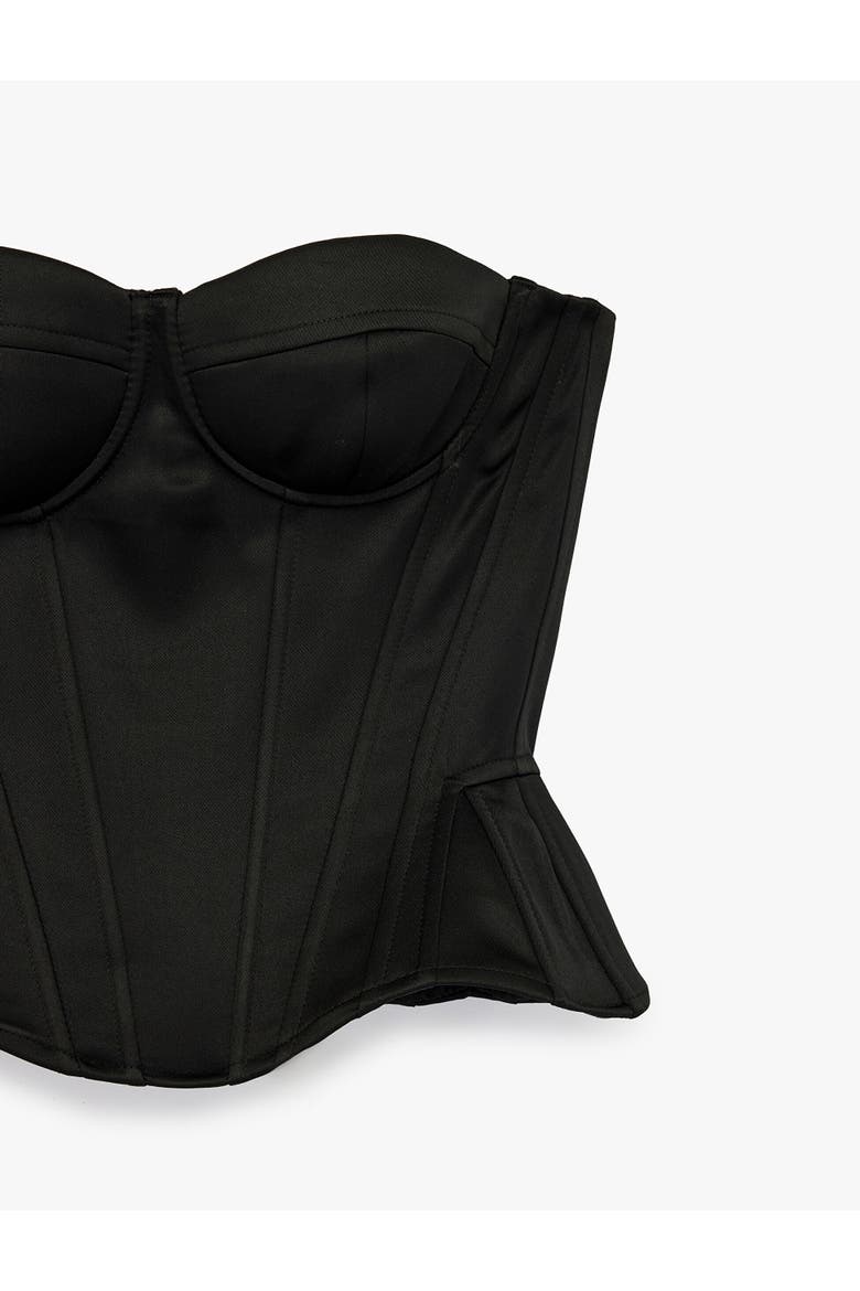 Structured Satin Strapless Corset, Alternate, color, BLACK