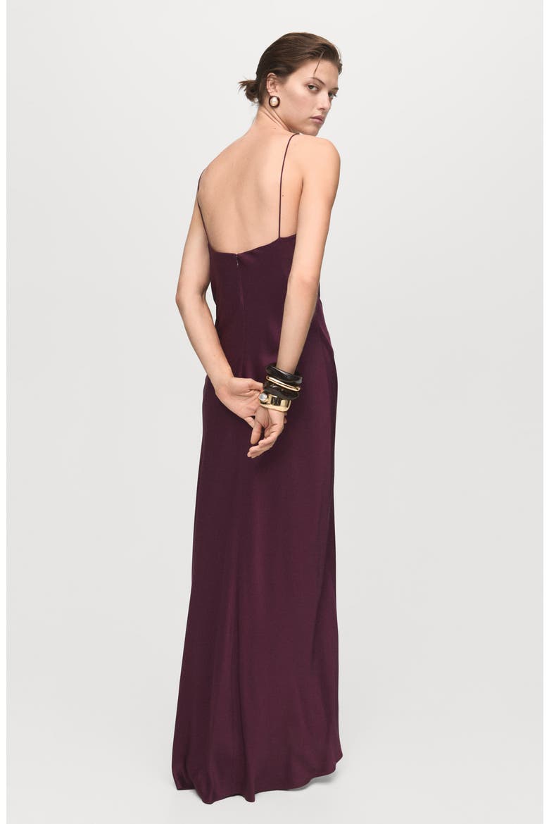 Sleeveless Satin Maxi Dress, Alternate, color, WINE