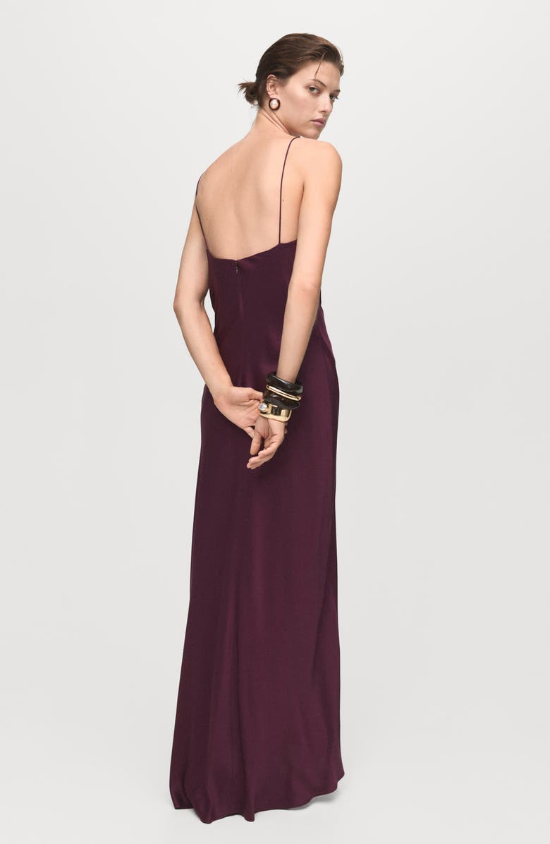 MANGO Sleeveless Satin Maxi Dress, Alternate, color, Wine