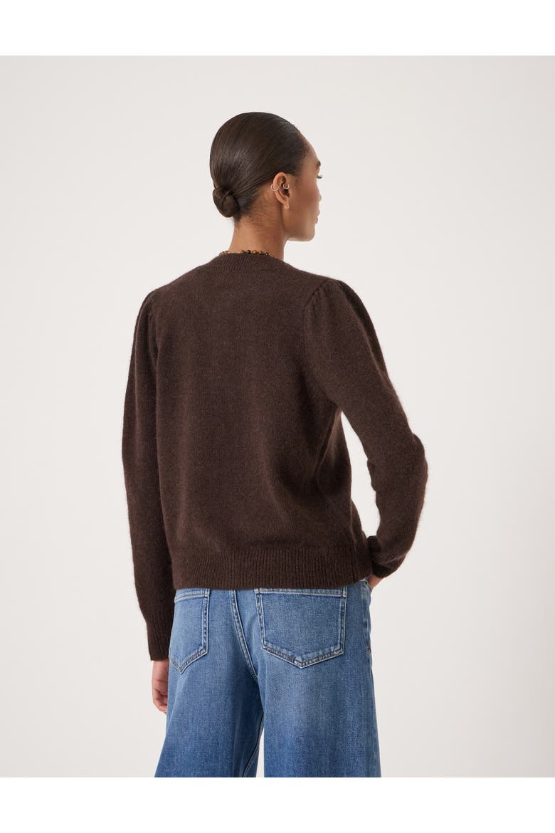 Wool Blend Gathered Shoulder Cardigan, Alternate, color, Dark Brown