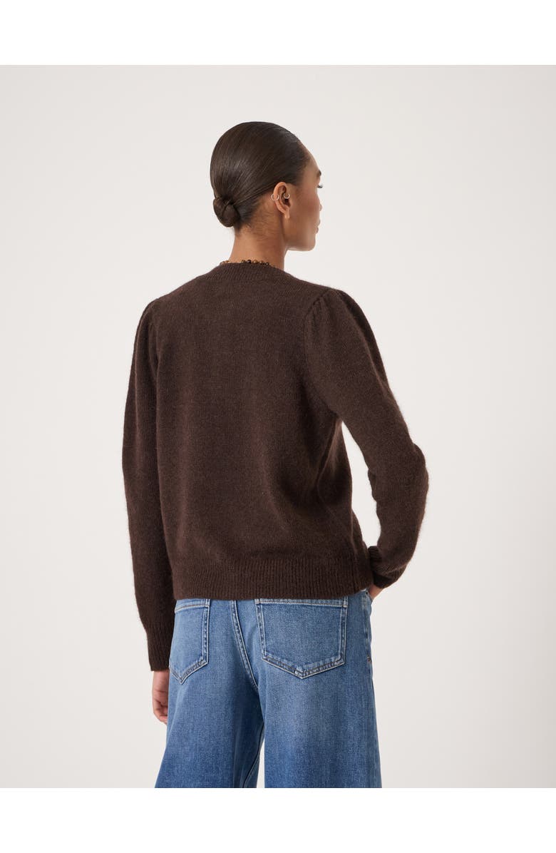 Hush Wool Blend Gathered Shoulder Cardigan, Alternate, color, Dark Brown