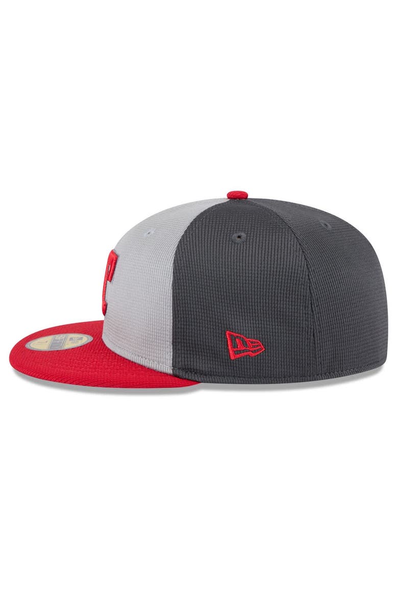 New Era Men's New Era  Gray/Red Texas Rangers 2025 Batting Practice 59FIFTY Fitted Hat, Alternate, color, 