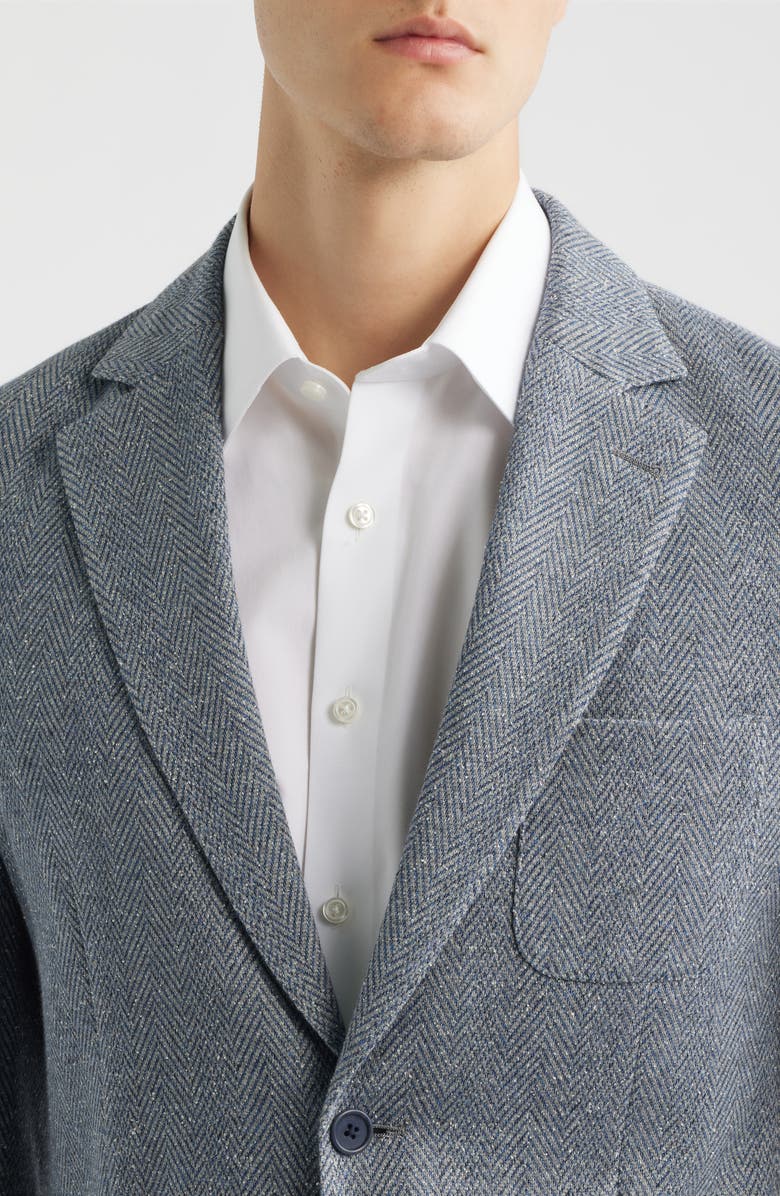 Nordstrom Henrik Trim Fit Grey Herringbone Knit Cotton Blend Sport Coat, Alternate, color, Grey Oscar Herringbone