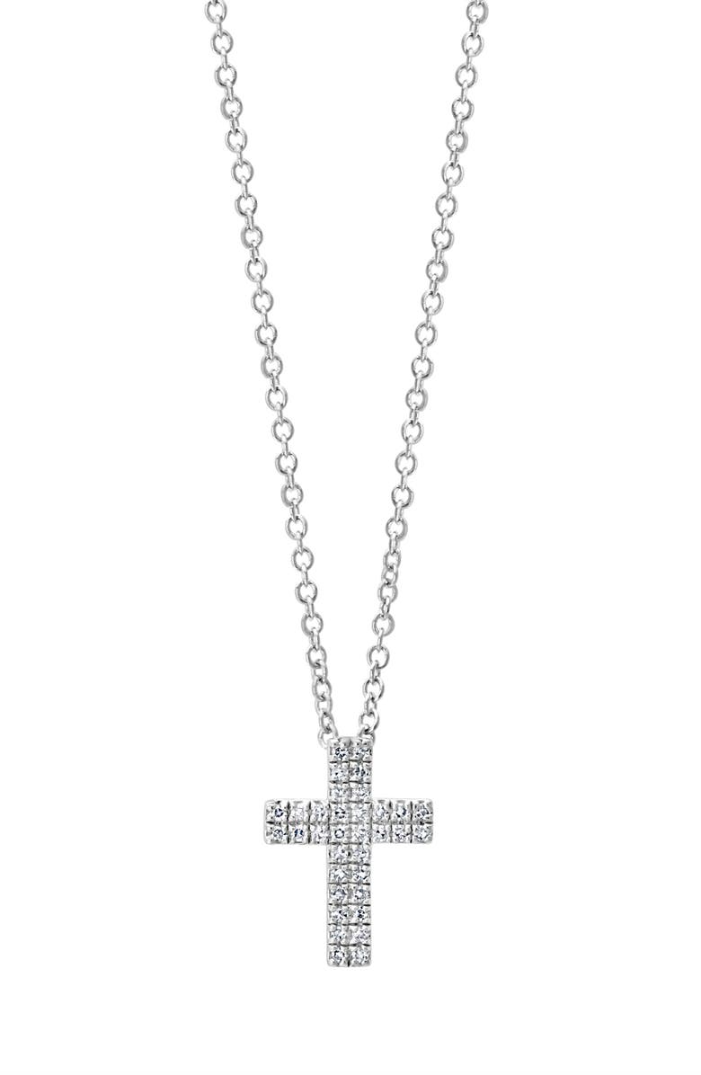EFFY Men's Sterling Silver Pavé Diamond Cross Pendant Necklace - 0.09ct., Alternate, color, Silver