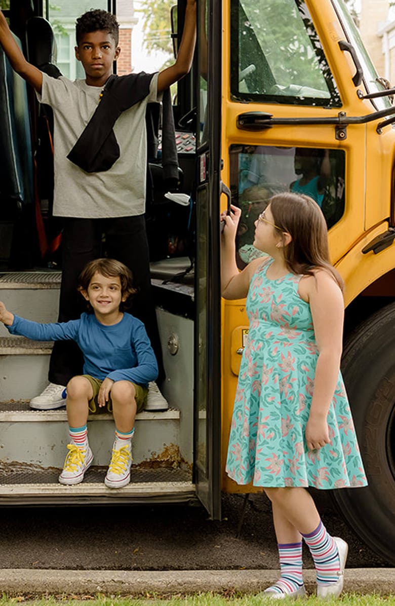 Mightly Organic Cotton Sleeveless Print Twirl Dress, Alternate, color, Tiger Lily