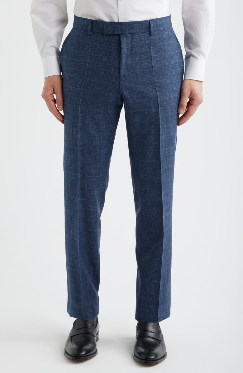 BOSS Huge Slim Fit Blue Slub Mélange Wool Blend Suit, Alternate, color, Open Blue