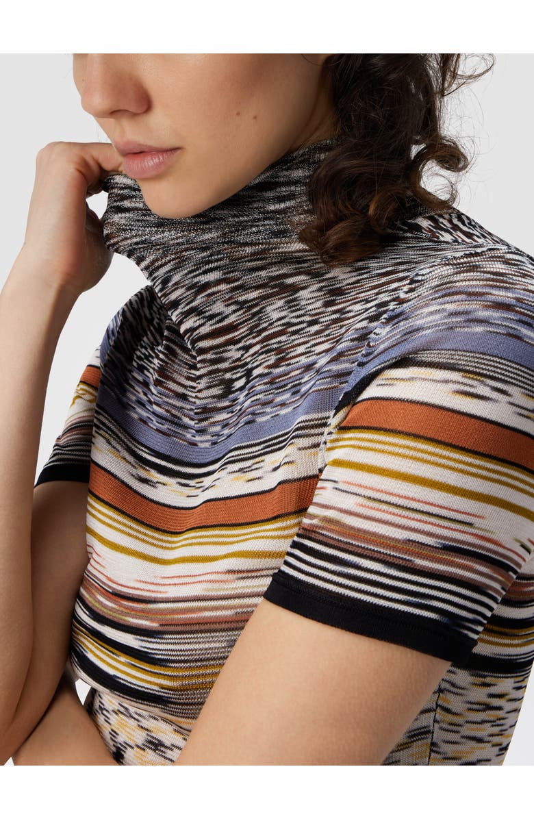 Missoni Mock Neck Sweater In Striped Knit, Alternate, color, Multicoloured
