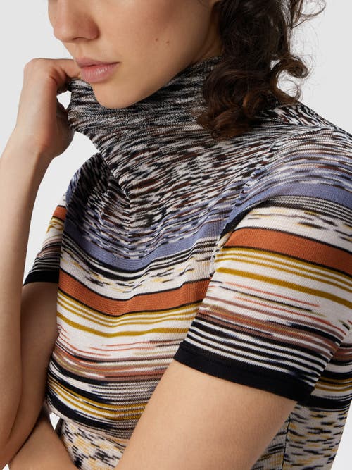 Missoni Mock Neck Sweater In Striped Knit In Multi