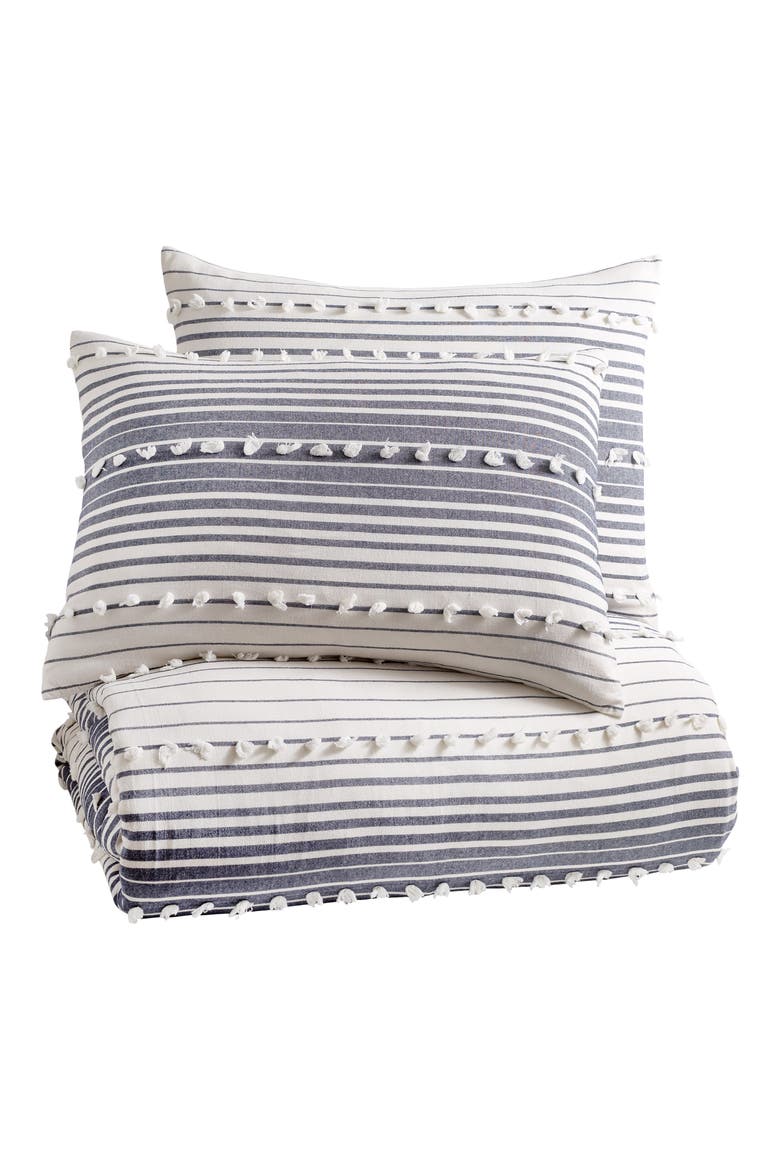 Stripe Tufted Comforter & Shams Set, Main, color, GREY/INDIGO