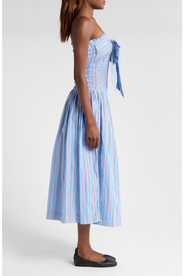 Mia Tie Neck Strapless Midi Dress, Alternate, color, BLUE
