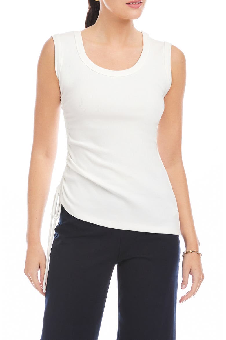 Tia Side Shirred Rib Tank, Main, color, OFF WHITE
