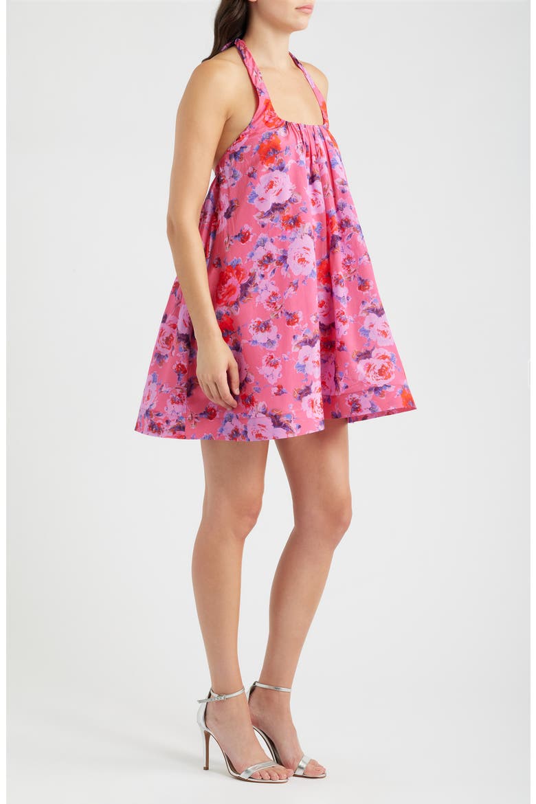 Lovie Floral Halter Minidress, Alternate, color, ROSE FRAISE