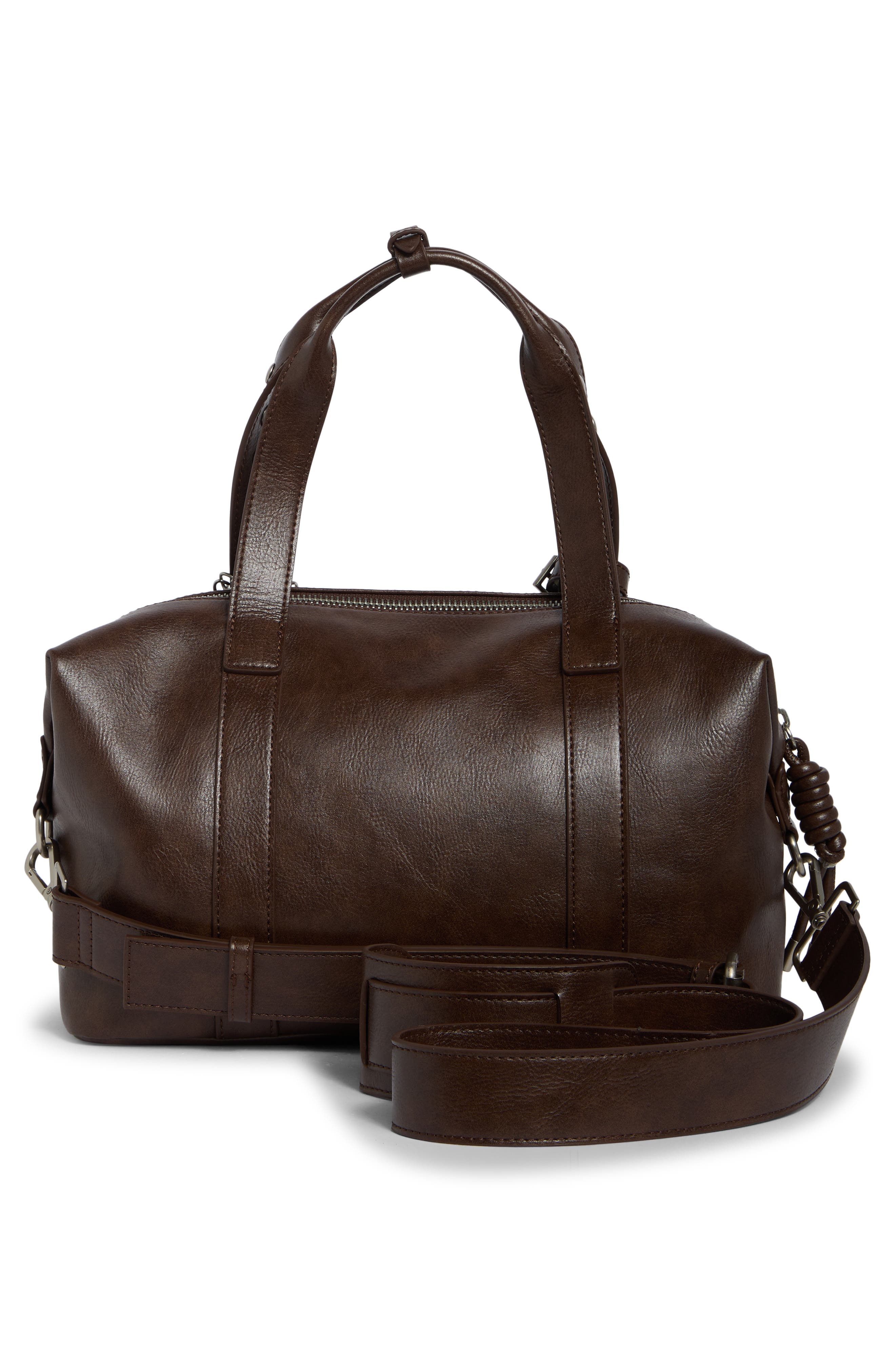 Medium Boston Leather Satchel, Alternate, color, BROWN
