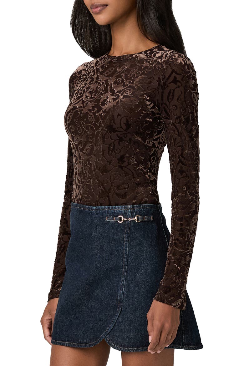 Chelle Burnout Velvet Top, Alternate, color, HICKORY
