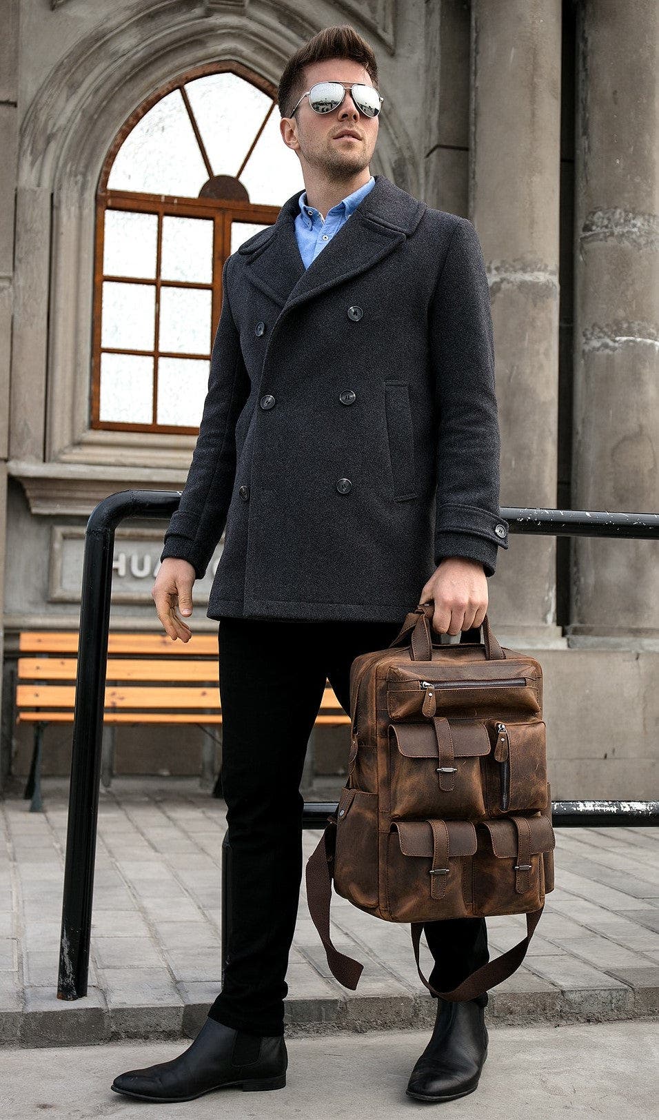 STEEL HORSE LEATHER The Shelby Backpack | Handmade Genuine Leather Backpack, Alternate, color, Dark Brown